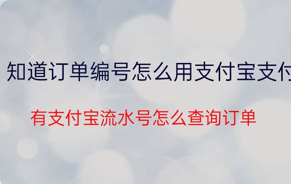 知道订单编号怎么用支付宝支付 有支付宝流水号怎么查询订单？